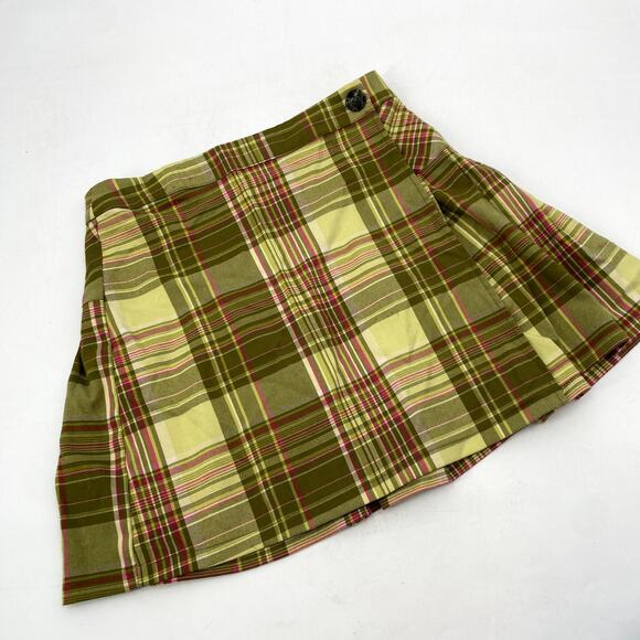 Urban outfitters green plaid pleated mini skirt - Picture 3 of 5
